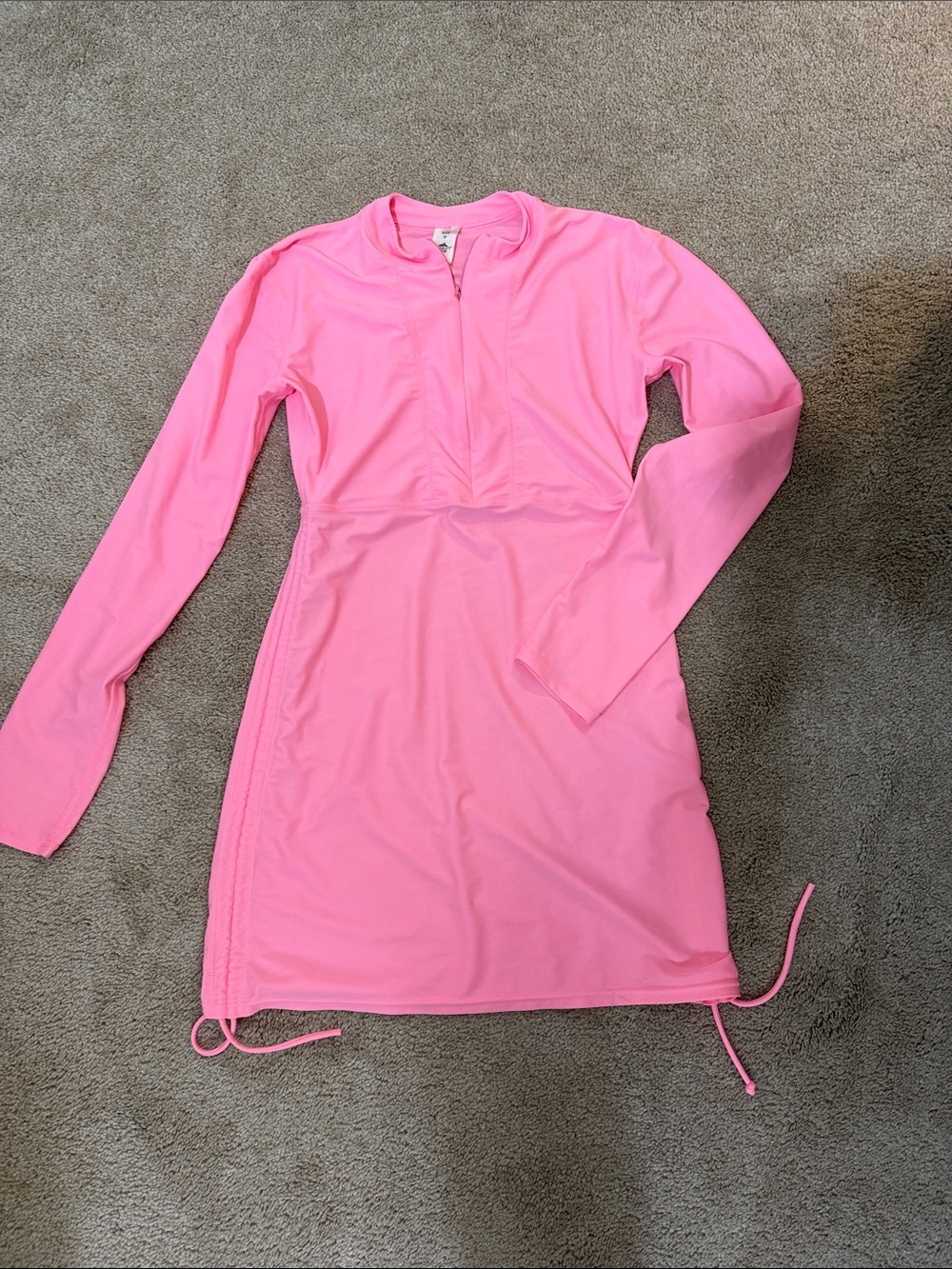 Women's Long Sleeve Pink Swim Cover-Up Tunic
